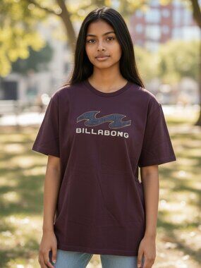 Billabong Burgundy Logo Graphic T-Shirt Size XL NWT